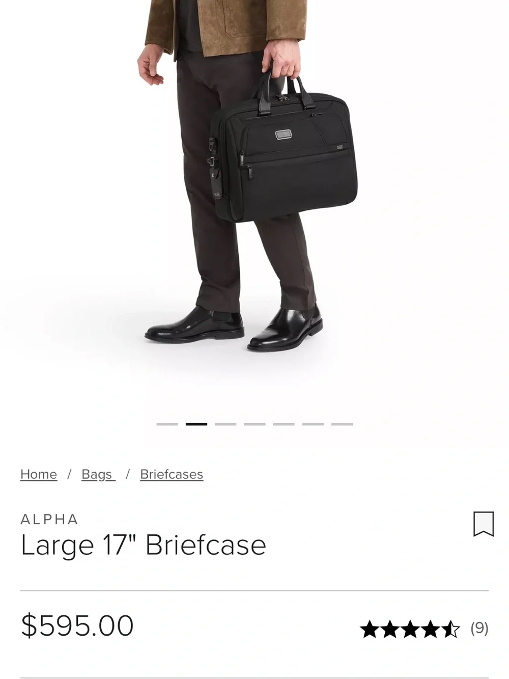 Tumi Black Alpha Briefcase with Shoulder Strap